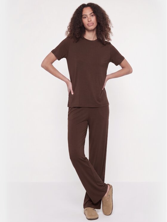 BASICLO BASICLO T-Shirt BSL-004-212 Brązowy Oversize