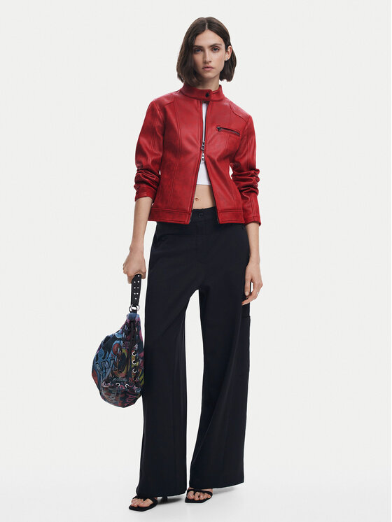 Desigual Desigual Μπουφάν δερμάτινο 25SWEW46 Κόκκινο Regular Fit