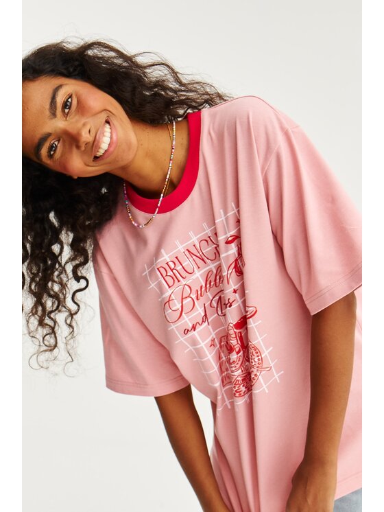 NAOKO NAOKO T-Shirt Bubbles and Bliss Różowy Regular Fit