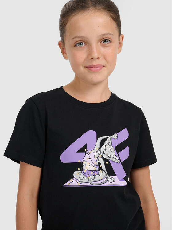 4F 4F T-Shirt CHRISTMAS DROP Czarny Regular Fit
