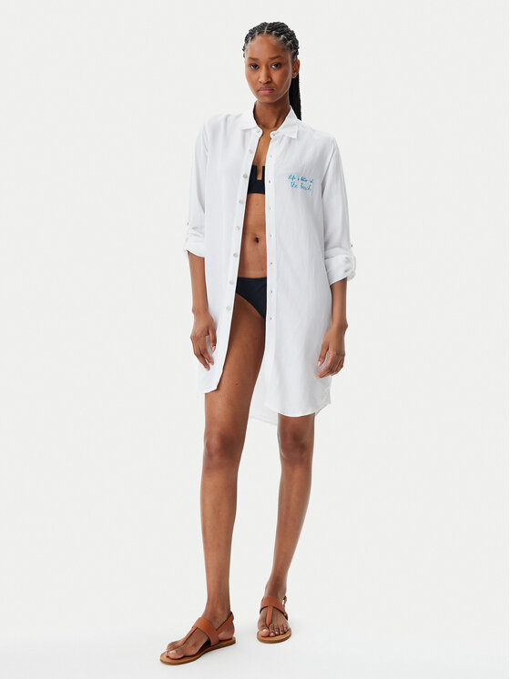 Banana Moon Banana Moon Πουκάμισο Gasted Suntrip BTQ10 Λευκό Relaxed Fit
