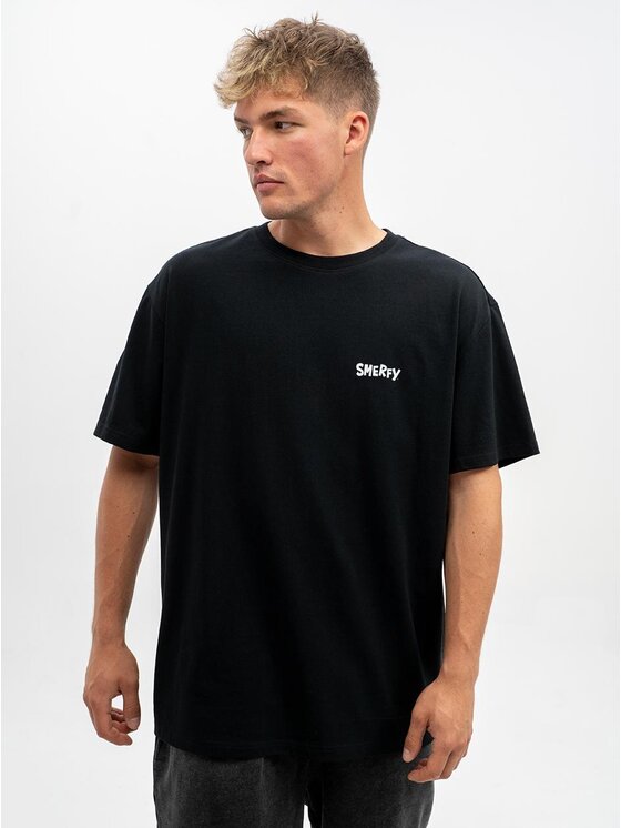 Smerfy Smerfy T-Shirt Koszulka Z Krótkim Rękawem Oversize Męska Czarna Smerfy Gargamel Episode XL Czarny Oversize