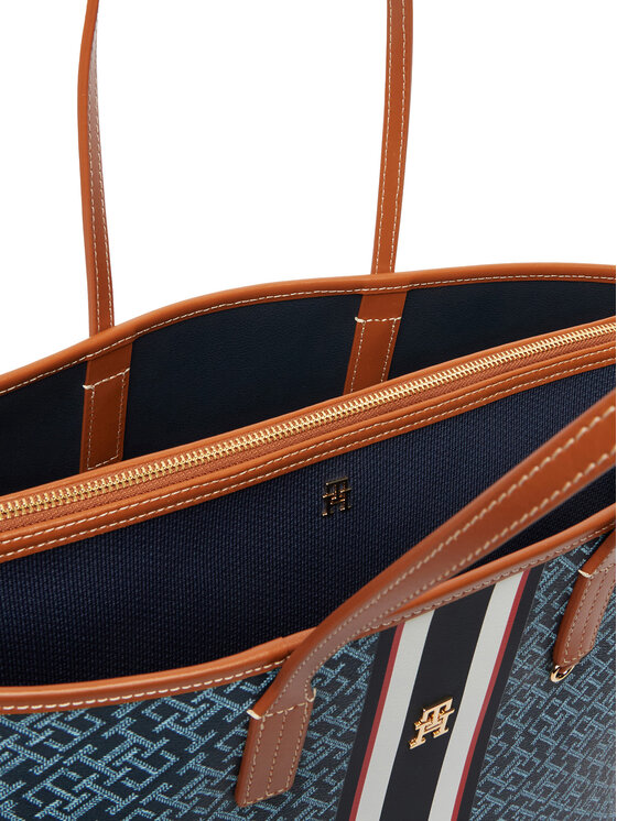 Tommy Hilfiger Tommy Hilfiger Handtasche Th Monoplay Tote Stripe Le AW0AW18390 Blau