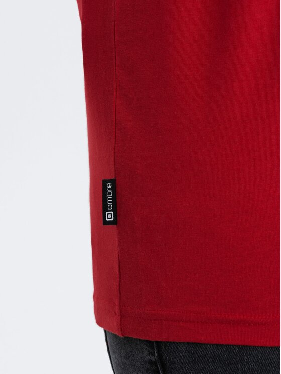 Ombre Ombre Longsleeve OM-LSBL-0106 Czerwony Regular Fit