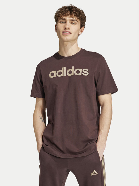 Adidas T-shirt Essentials Linear Logo IZ4768 Smeđa Regular Fit