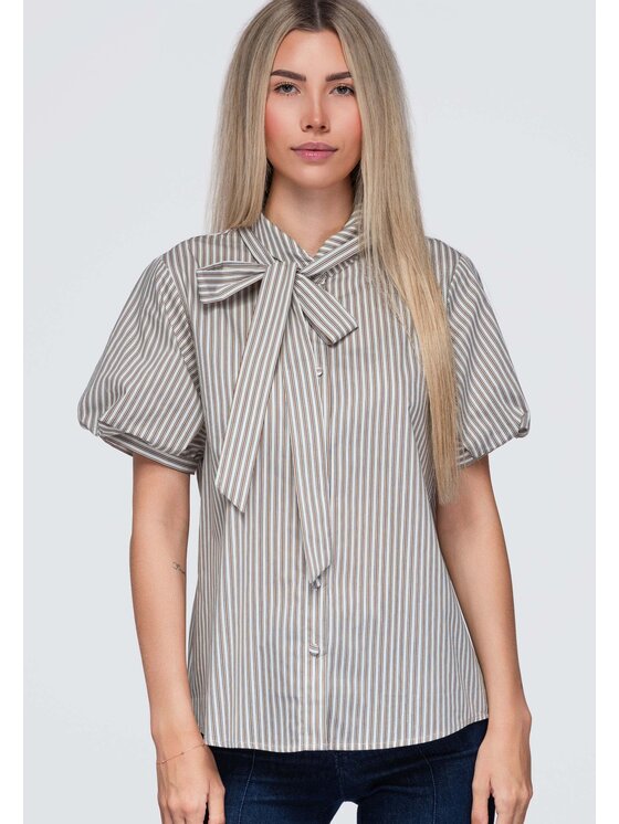 Ombre Ombre Koszula OW-SH-E0067 Beżowy Loose Fit