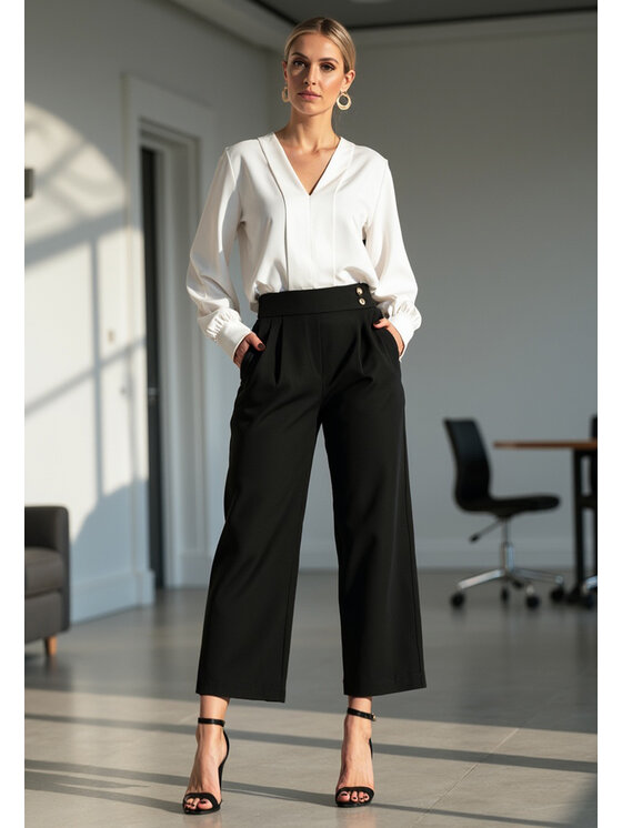 FIGL FIGL Culottes nohavice M1132 Čierna Flared Leg