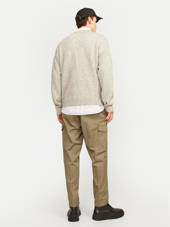 Jack & Jones Jack & Jones Kalhoty z materiálu Bill 12247358 Hnědá Tapered Fit