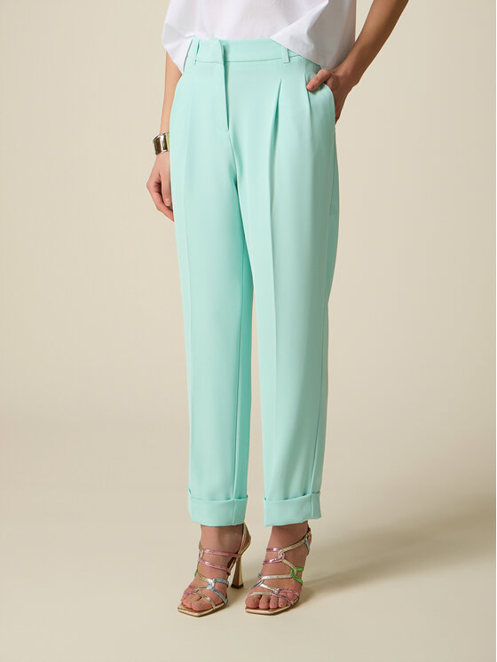 Oltre Oltre Pantaloni di tessuto P003R008871N005 Turchese Regular Fit