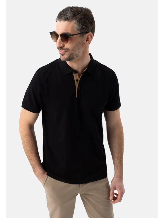 Volcano Volcano Polo O-MOLTI Czarny Regular Fit