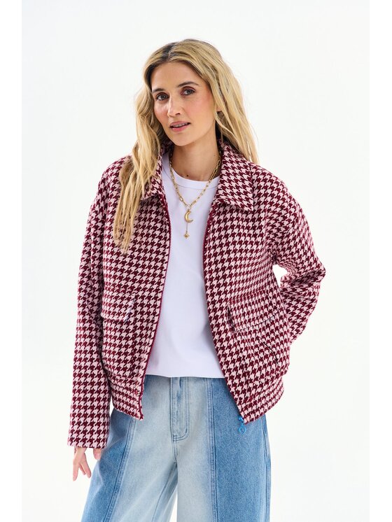 NAOKO NAOKO Kurtka koszulowa Berry Spark Bordowy Oversize