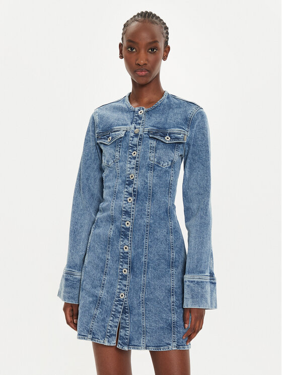 Pepe Jeans Robe en jean PL953549 Bleu Regular Fit Modivo