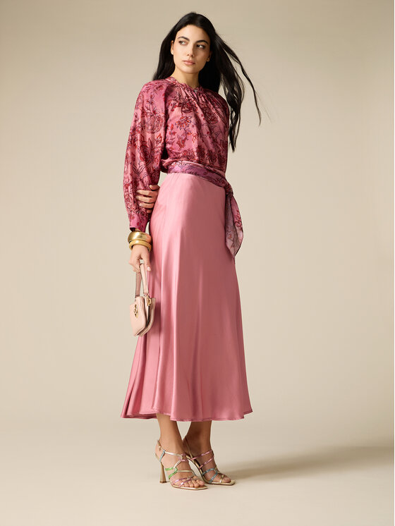 Oltre Oltre Spódnica maxi 1065J000292N006 Różowy A-Line Fit