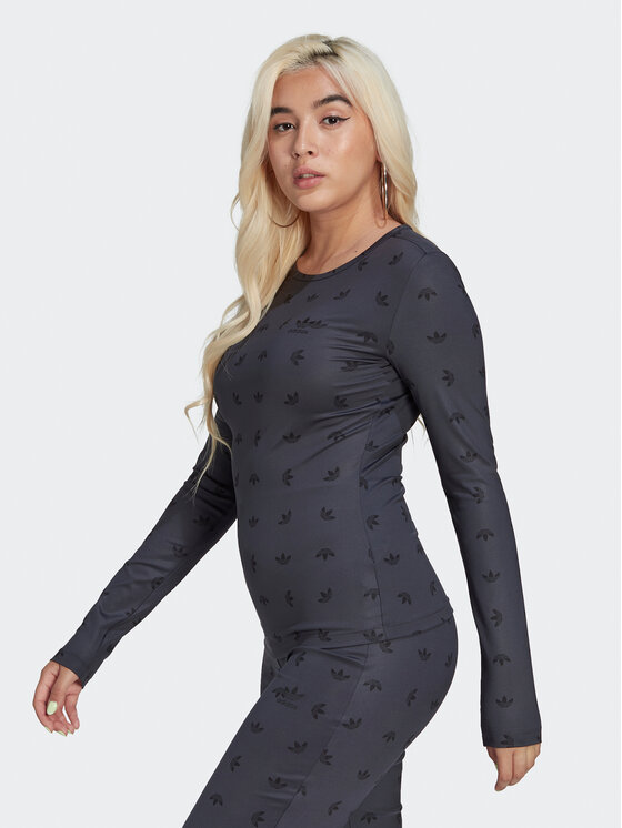 adidas adidas Bluse Allover Print HL9137 Schwarz Slim Fit
