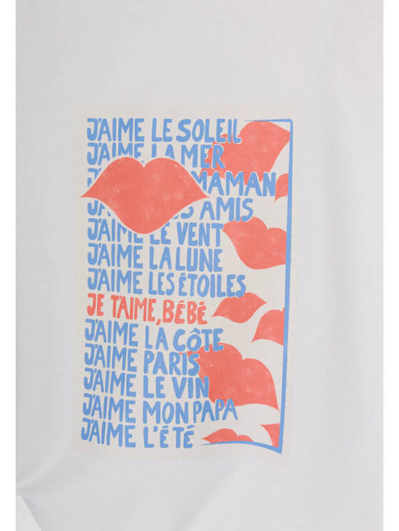 Mirons Mirons T-Shirt Print Biały Oversize