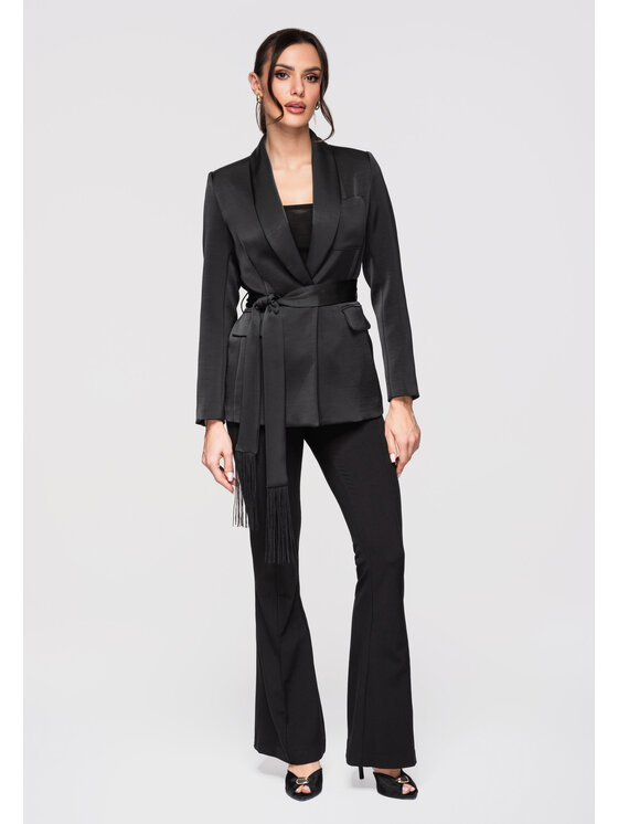 Ombre Ombre Marynarka OW-BLZB-0115 Czarny Slim Fit