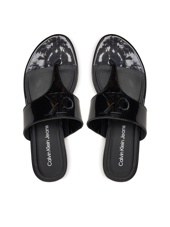 Flip flop Calvin Klein Jeans Flat Sandal Slide Toepost Mg Met YW0YW01342 Negru