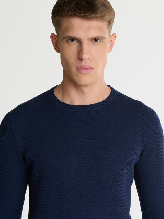 BIG STAR BIG STAR Sweter REYLON Granatowy Basic Fit