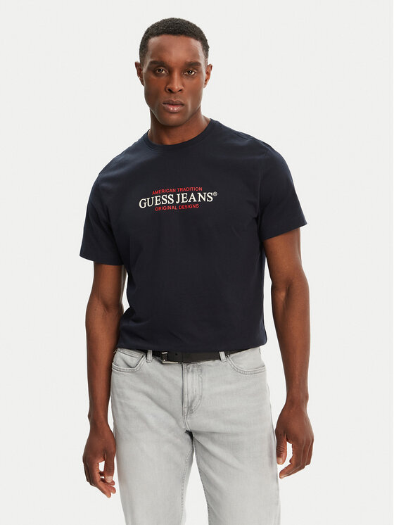 Guess Jeans Guess Jeans T-Shirt M4YI42 K8FQ4 Tmavomodrá Regular Fit