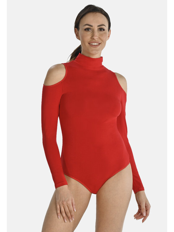 Teyli Damskie Teyli Body, rozmiar XL Czerwone, z wycięciami na ramionach Janett