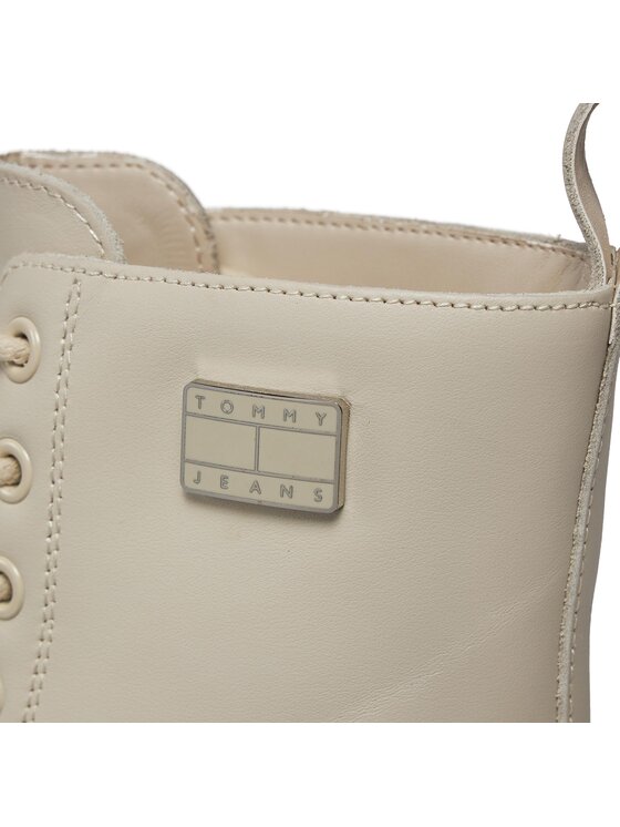 Tommy Jeans Tommy Jeans Trapery Tjw Chunky Leather Boot EN0EN02503 Beżowy