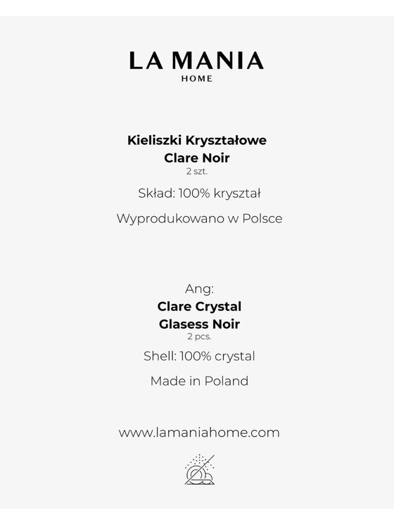 La Mania La Mania Kieliszek Clare kryształowe Noir 2 szt. Czarny