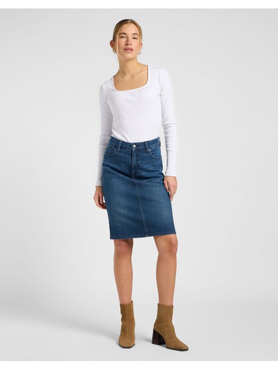 Lee Lee Koszula MIDI SKIRT Niebieski Regular Fit