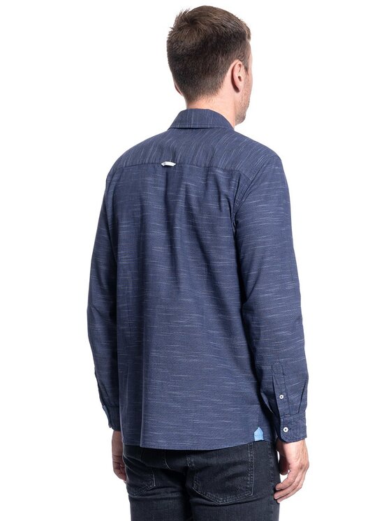 Mustang Mustang Camicia CLEMENS BDC SLUB Blu Regular Fit
