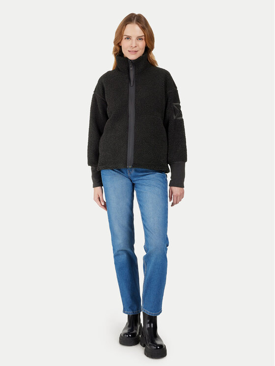 Didriksons Didriksons Fliso džemperis Mella 505446 Juoda Relaxed Fit