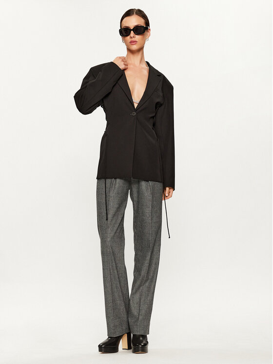 PINKO Pinko Kalhoty z materiálu Palma 102197 A07P Šedá Loose Fit