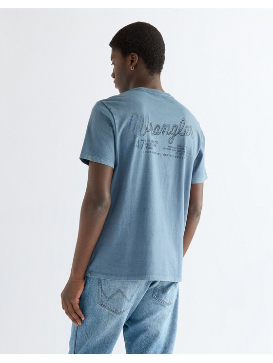 Wrangler Wrangler T-Shirt GRAPHIC TEE Niebieski Regular Fit