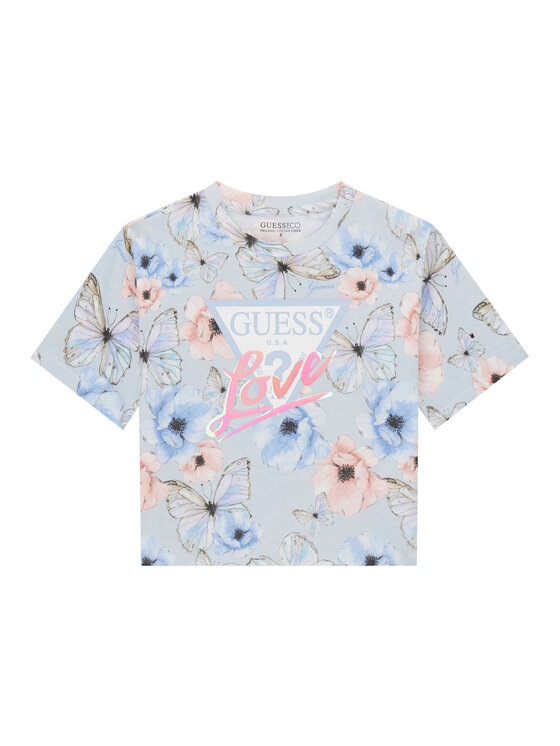 Guess Guess Tricou J6RI08 K6YW4 Albastru celest Regular Fit