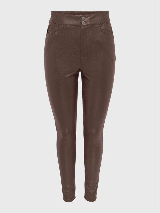 ONLY Pantaloni din imitație de piele Jessie 15265533 Maro Slim Fit