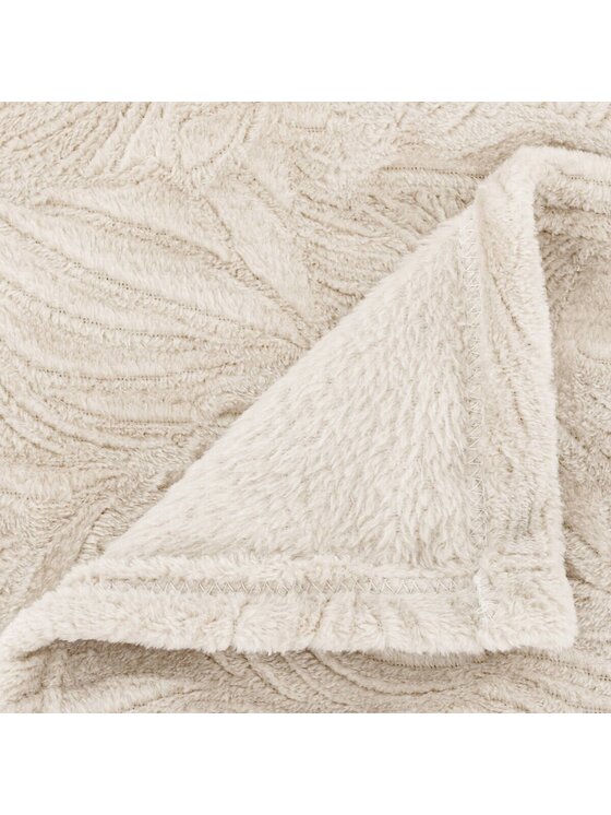 MIAhome MIAhome Koc Pled flanelowy Leaves beżowy 180x230 cm Beżowy