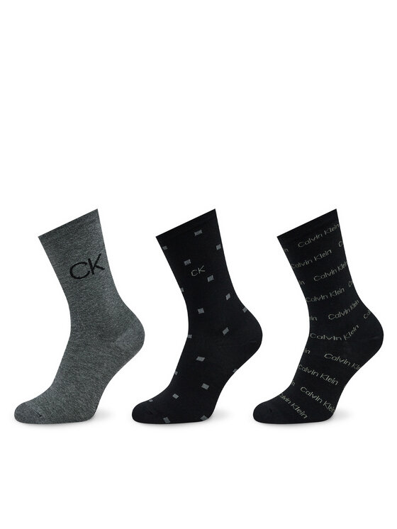Calvin Klein Calvin Klein Sada 3 párů dámských vysokých ponožek 701224118 Černá