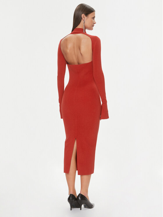 Patrizia Pepe Patrizia Pepe Плетена рокля 2A2612/K002-R808 Червен Slim Fit
