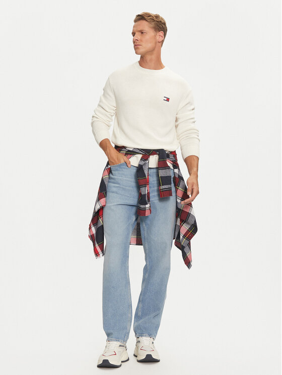Tommy Jeans Tommy Jeans Sweter Badge DM0DM20706 Biały Regular Fit