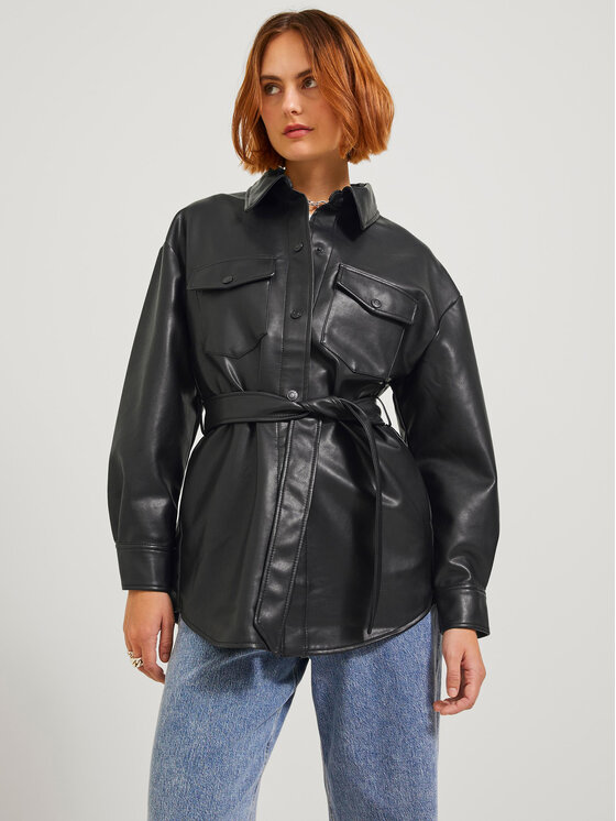 JJXX Bunda z imitácie kože Luna 12204642 Čierna Regular Fit