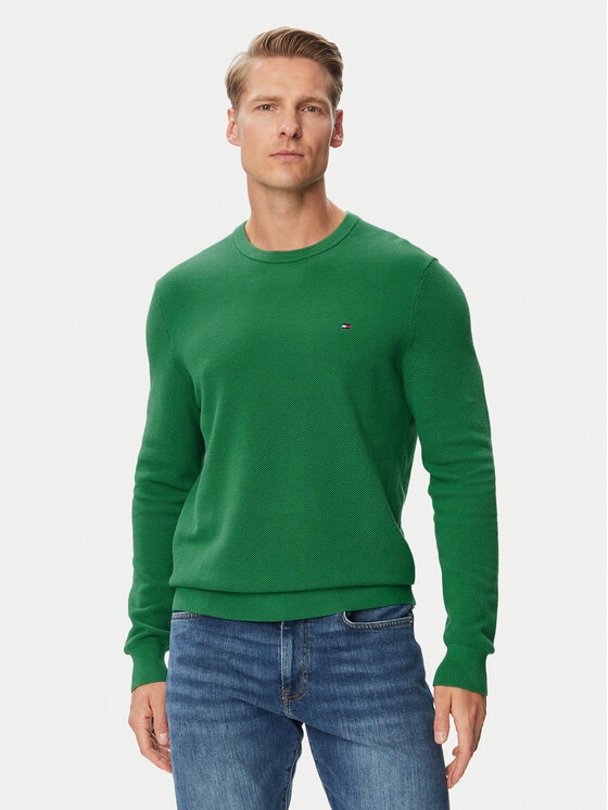 Tommy Hilfiger Пуловер Essential MW0MW36347 Тъмнозелен Regular Fit