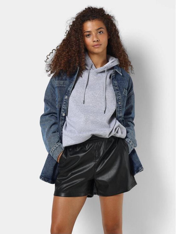 Noisy May Noisy May Pantaloni scurți din imitație de piele Andy 27029281 Negru Regular Fit