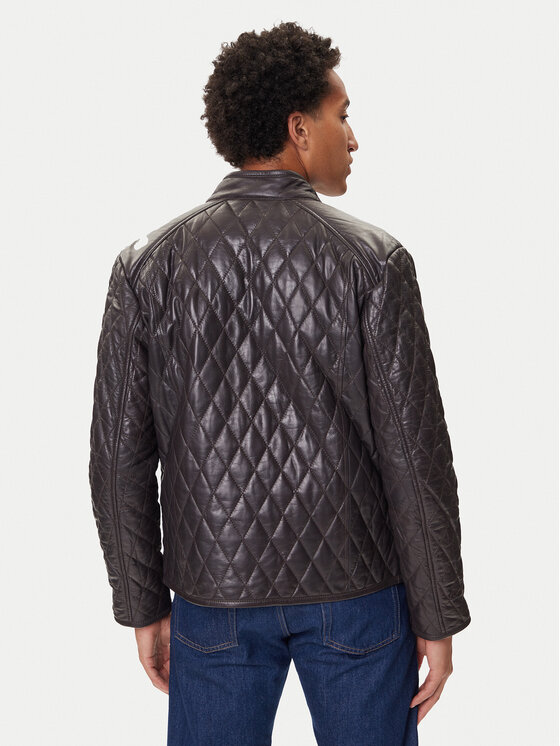 JOOP! JOOP! Кожено яке 17 Boys 1500150 80000851 Кафяв Regular Fit