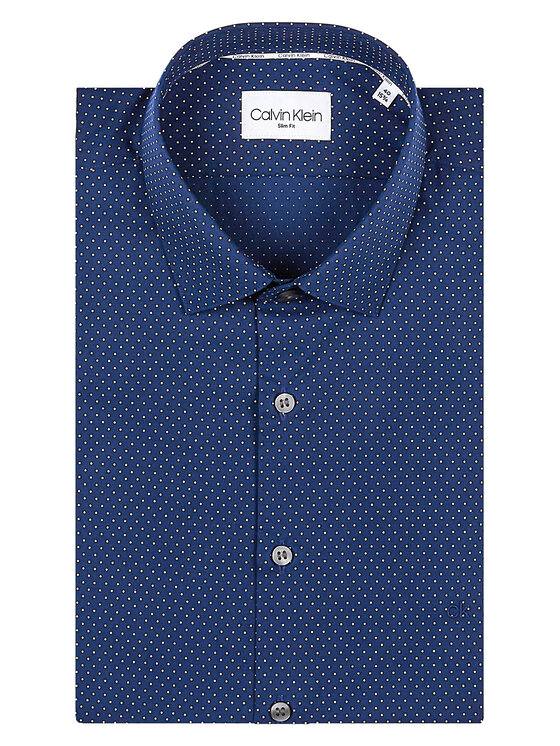 Calvin Klein Calvin Klein Košile Dot Print Easy Care K10K106680 Tmavomodrá Slim Fit