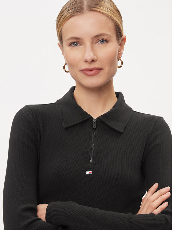 Tommy Jeans Tommy Jeans Rochie de zi DW0DW17259 Negru Slim Fit