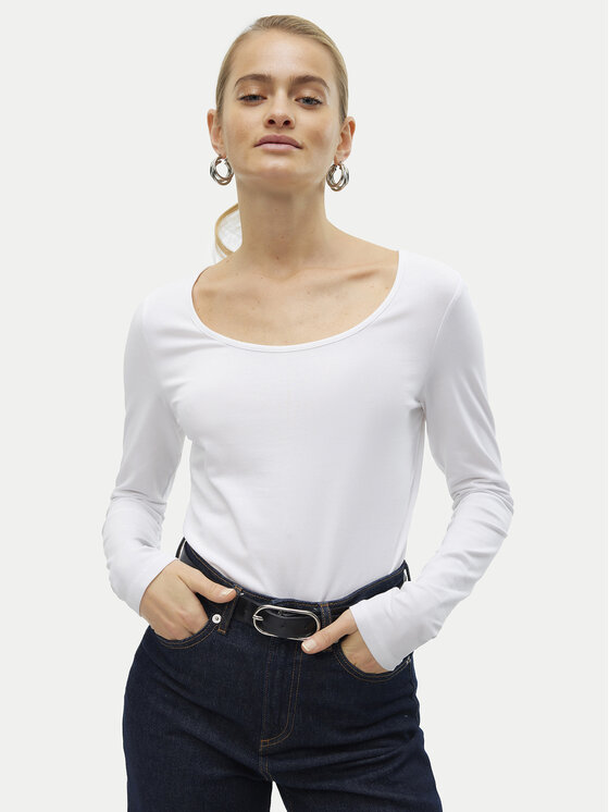 Vero Moda Vero Moda Bluzka Maxi My 10228809 Biały Slim Fit