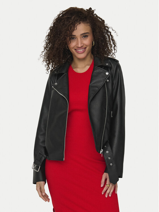 ONLY ONLY Jakna iz umetnega usnja Mille 15357332 Črna Slim Fit