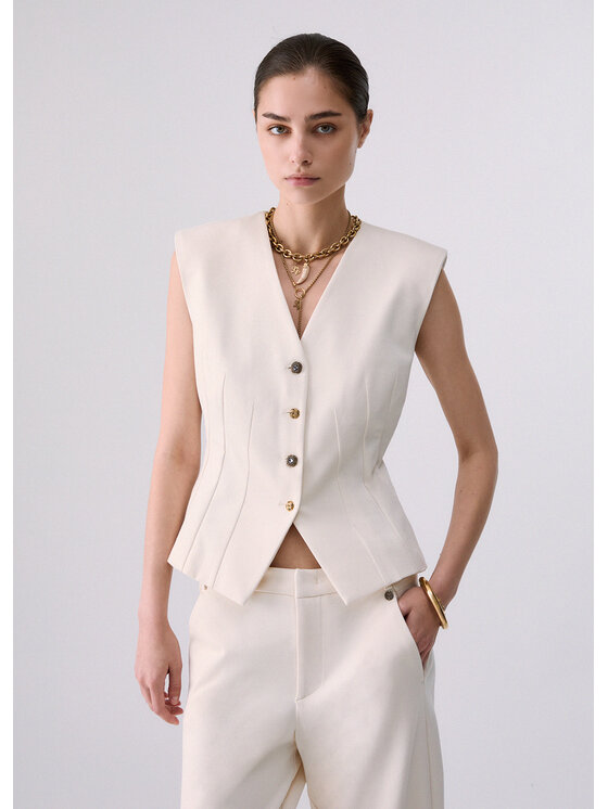 Liu Jo Liu Jo Gilet WF6413J918920704 Bianco Regular Fit