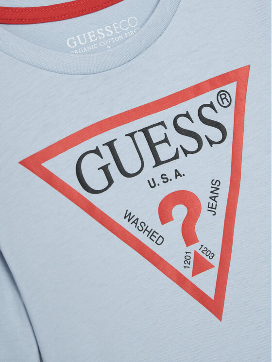Guess Guess Bluzka N84I24 K8HM0 Błękitny Regular Fit