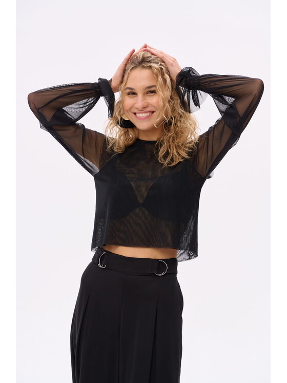 blue shadow blue shadow Bluzka Lora Czarny Regular Fit