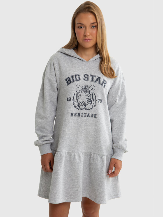 BIG STAR BIG STAR Sukienka dzianinowa FLEUR Szary Comfort Fit