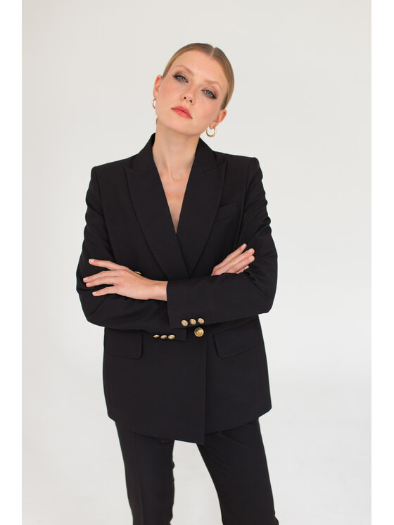 Entelier Entelier Marynarka luźna Czarny Comfortable Fit